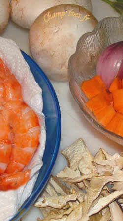 Crevettes et champignons de Paris, pour des recettes autour du champignon.