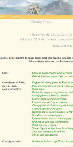 Les recettes de cuisines avec des champignons.